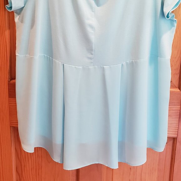 Lands' End Women's Aqua Blue Hi-Low Cotton Blend Short Sleeve Top, Size: 1X - Picture 7 of 16
